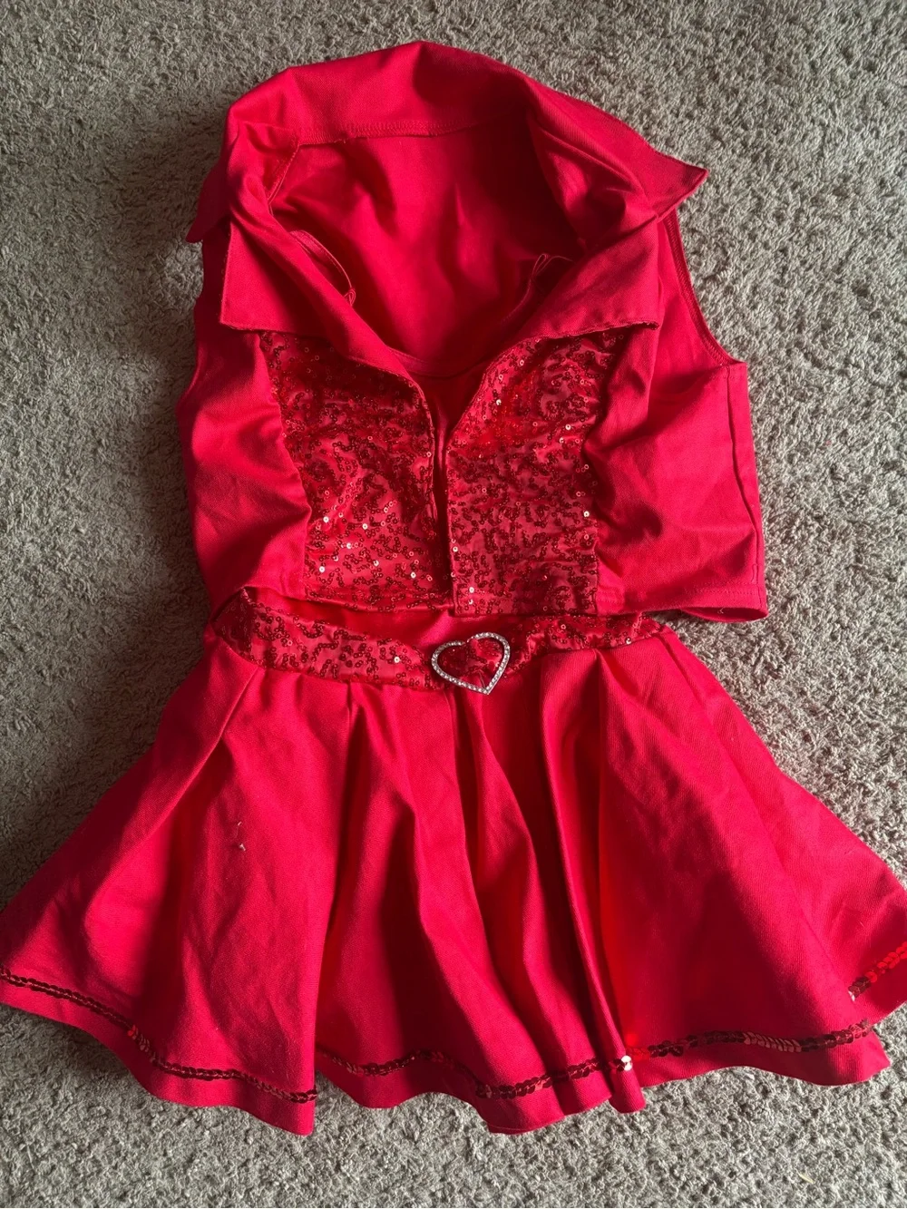Weissman Red Sequin Heart Dance Costume